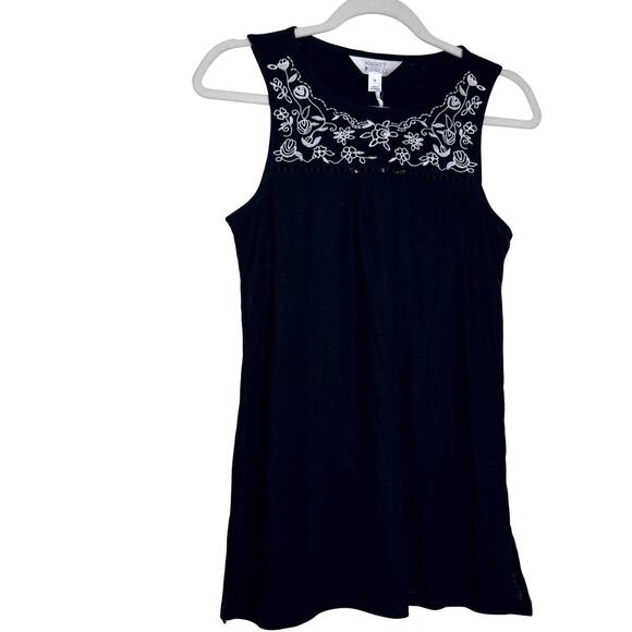 Market & Spruce Adelisa Tank Top Blue NWT Size XS Linen Embroidered Sleeveless - Picture 2 of 8